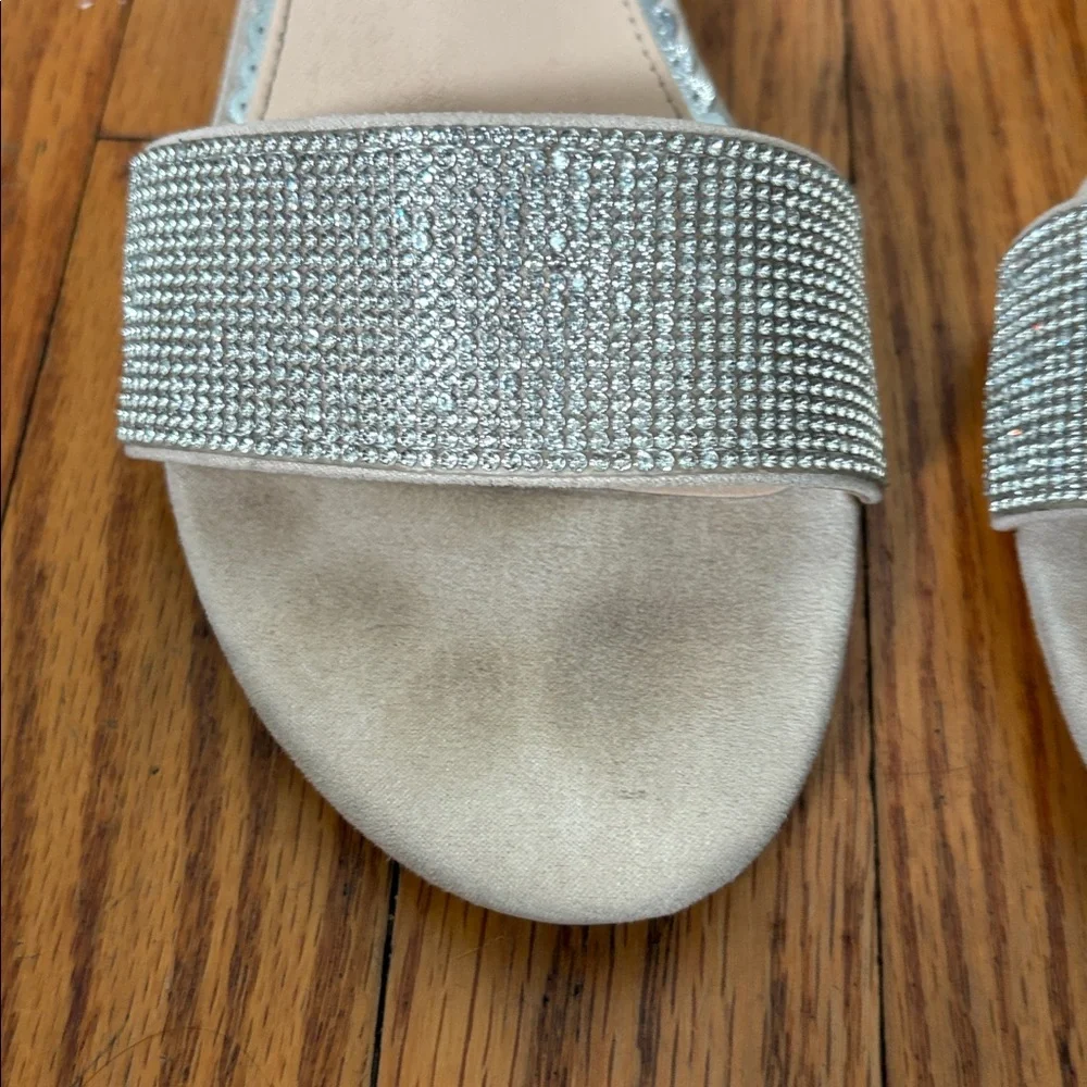 Sugar Machelene dressy block heel sandal rhinestone beige‎ strap size 10